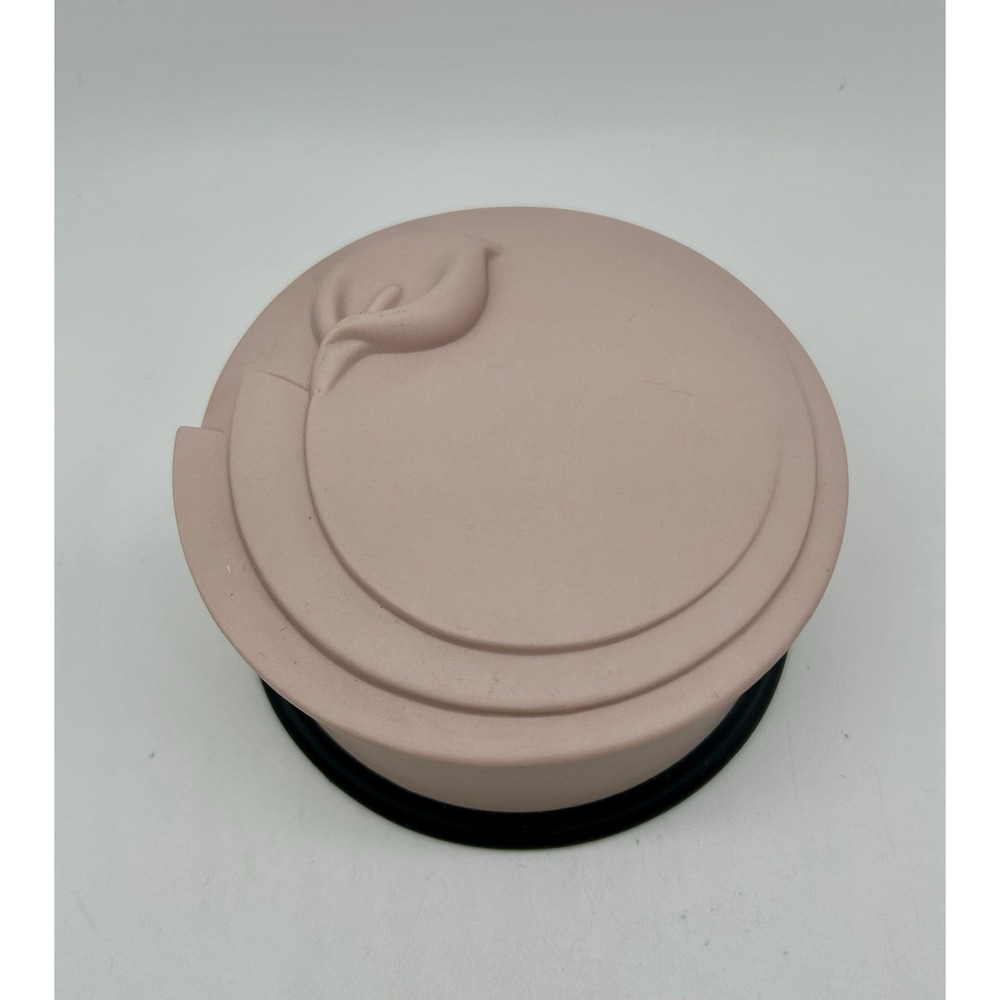 Art Deco Powder Trinket Box Pink Bisque Vanity Decor Calla Lily Japan Mod Blush